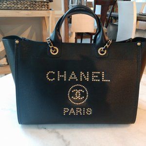 NWT Authentic Chanel Deauville Leather Tote